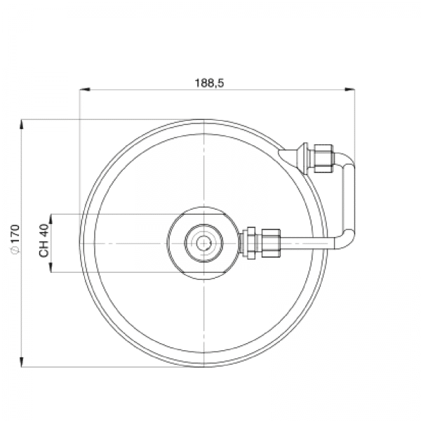 RRZ tunnel firefighting nozzle dimensional table top view