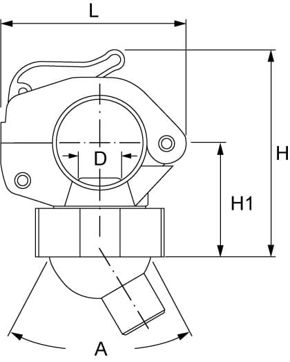 ZPQ swivel nozzle and lever clamp dimensional table