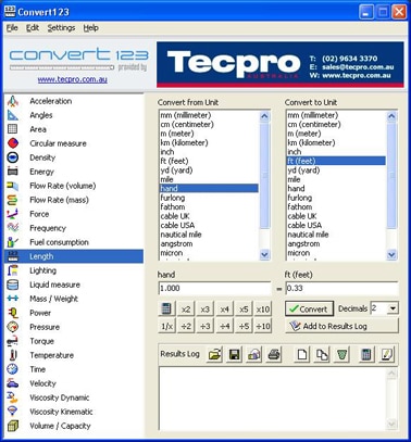 Tecpro's FREE Engineering Unit Converter