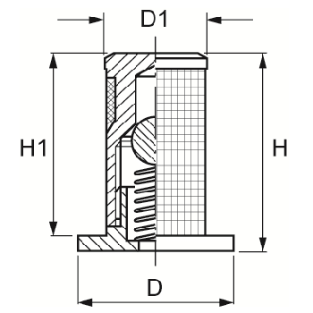 VED - Check-Valve Filter Dimensional Table