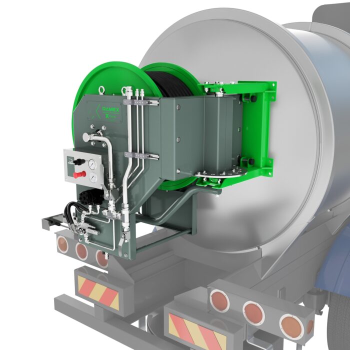Xtreme Sewer Jetting Hose Reel rear swing